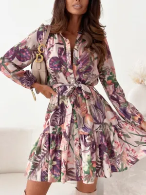 🌺 Ruffle Hem Floral Long Sleeve Dress 🌺