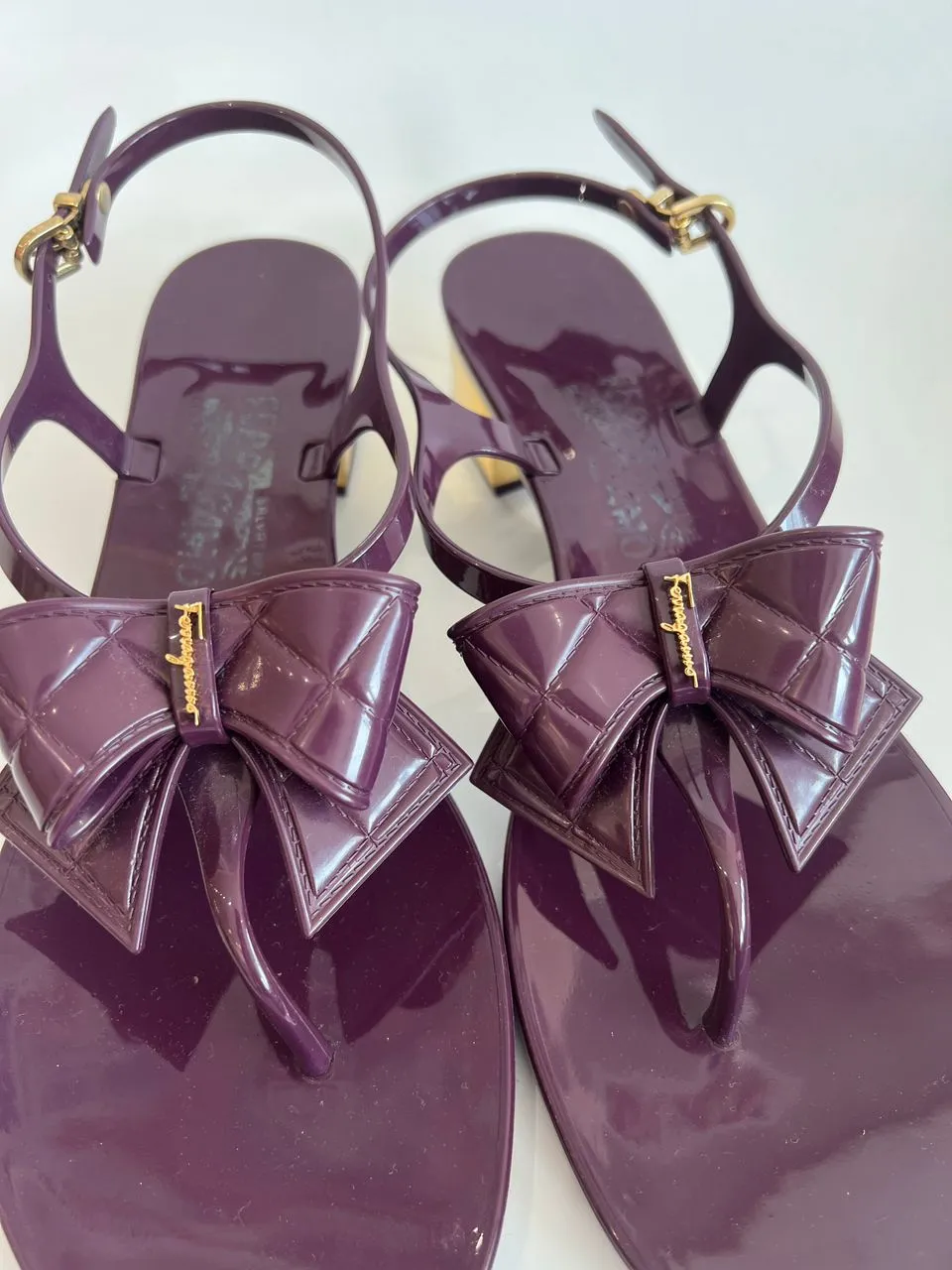 0550734 Purple Sunshine Jelly Bow Thong Sandals