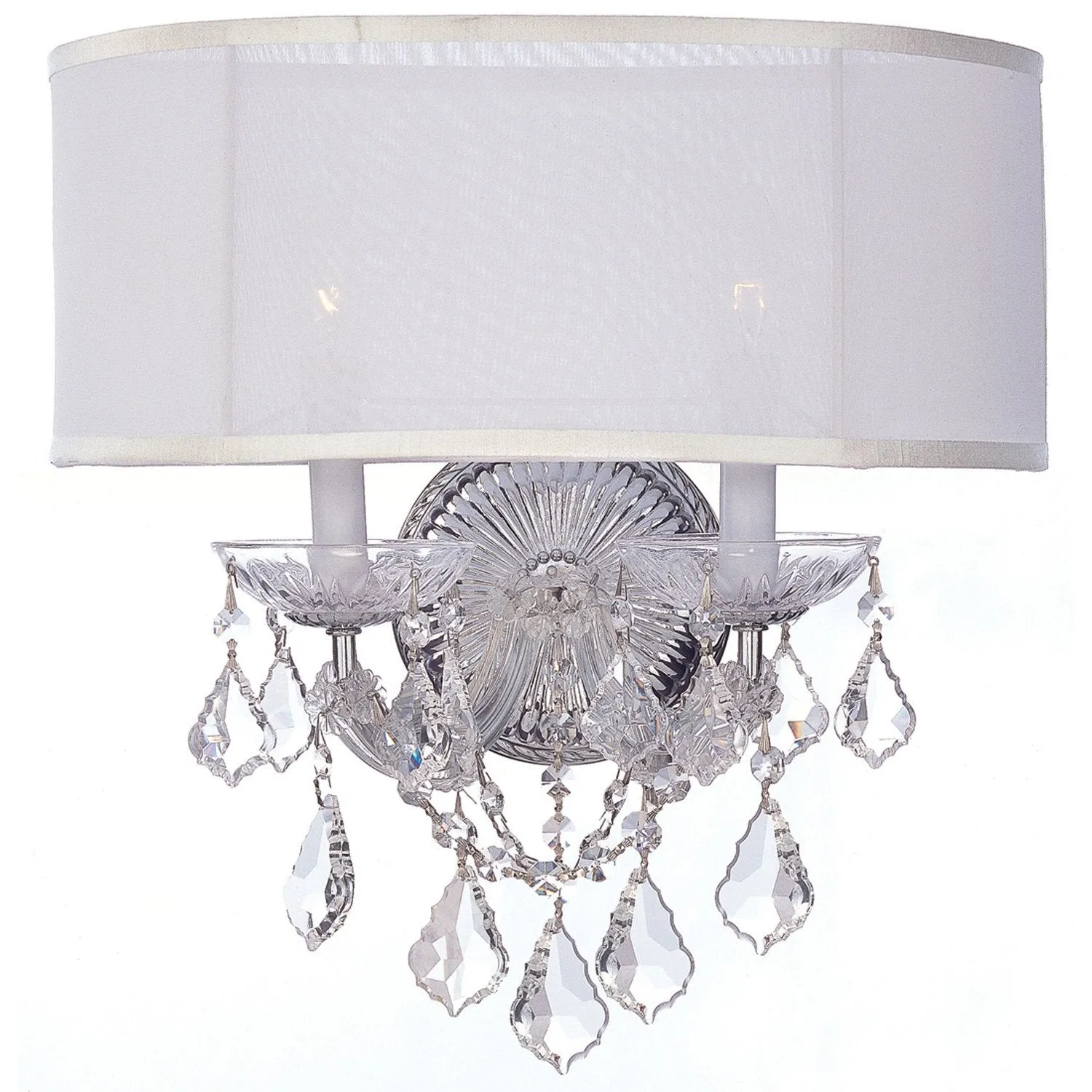 2 Light Polished Chrome Traditional Sconce Draped In Clear Hand Cut Crystal - C193-4482-CH-SMW-CL-MWP