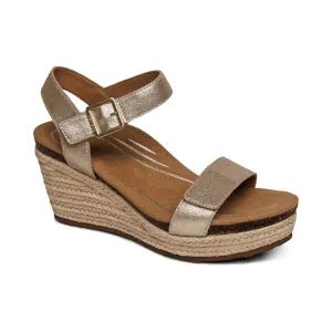 Aetrex Sydney Quarter Strap Espadrille Wedge Women's