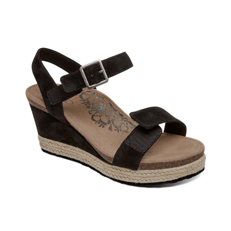 Aetrex Sydney Quarter Strap Espadrille Wedge Women's
