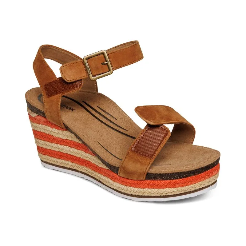Aetrex Sydney Quarter Strap Espadrille Wedge Women's