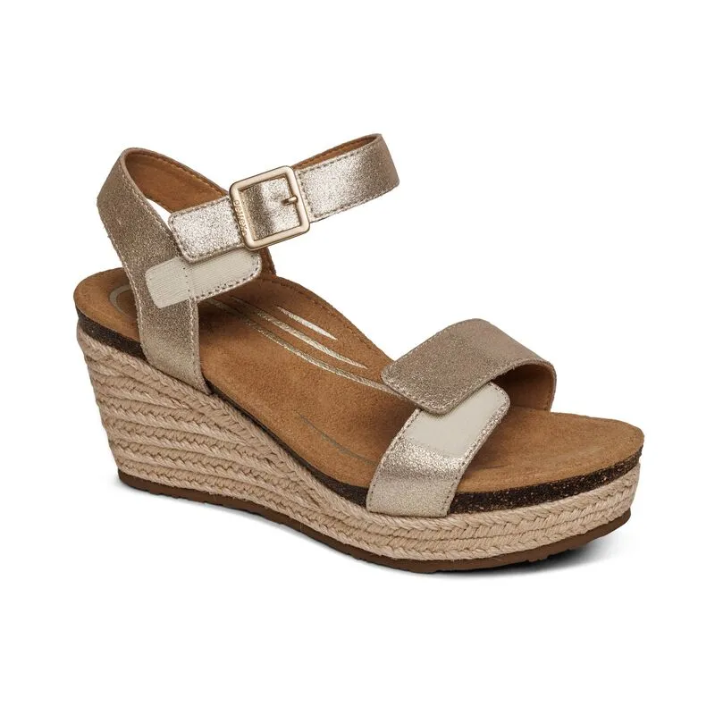 Aetrex Sydney Quarter Strap Espadrille Wedge Women's