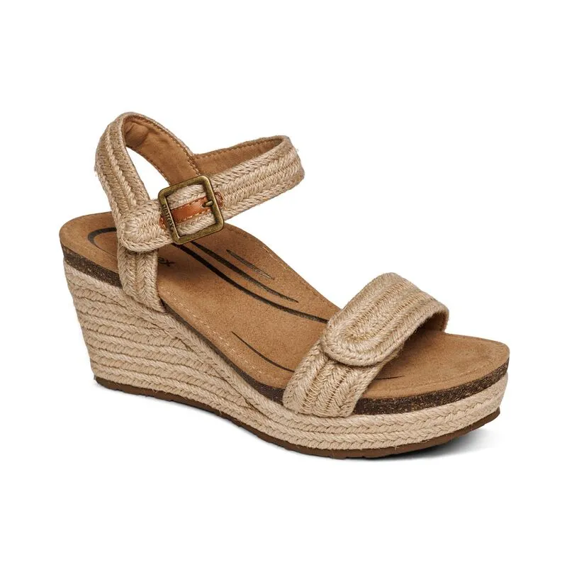 Aetrex Sydney Quarter Strap Espadrille Wedge Women's