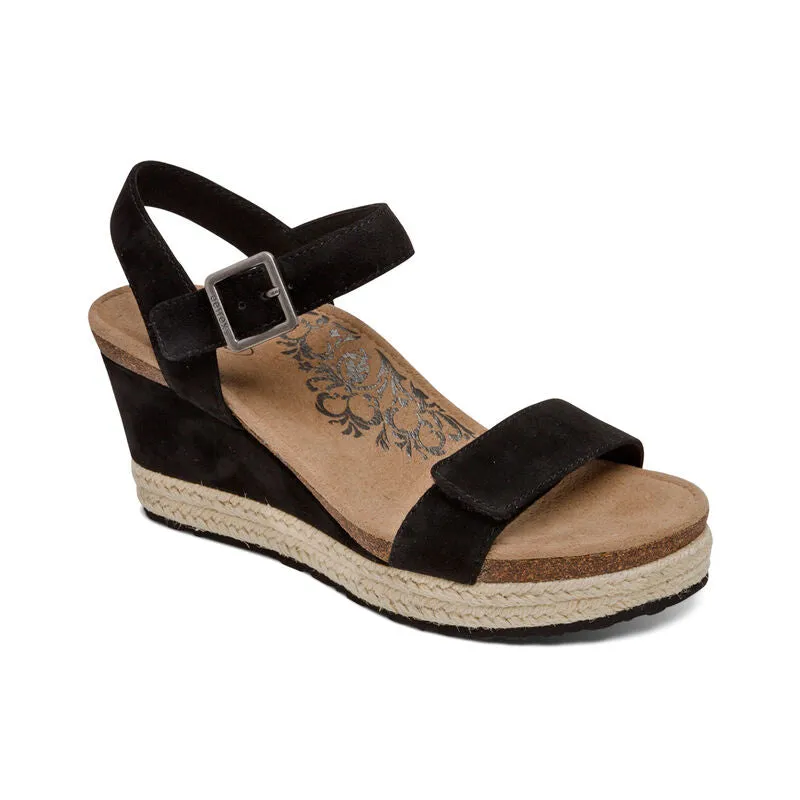 Aetrex Sydney Quarter Strap Espadrille Wedge Women's