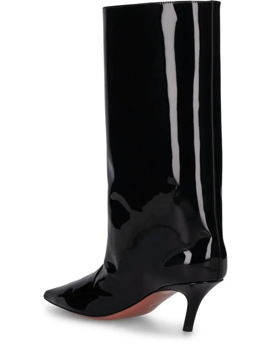 Amina Muaddi   60mm Fiona patent leather boots 