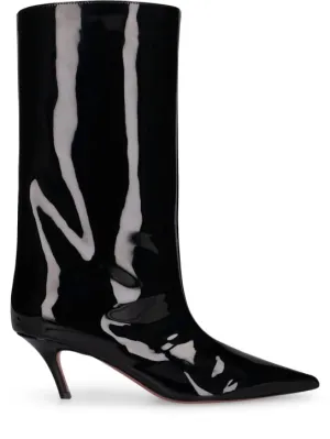 Amina Muaddi   60mm Fiona patent leather boots 