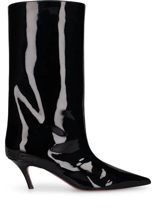 Amina Muaddi   60mm Fiona patent leather boots 