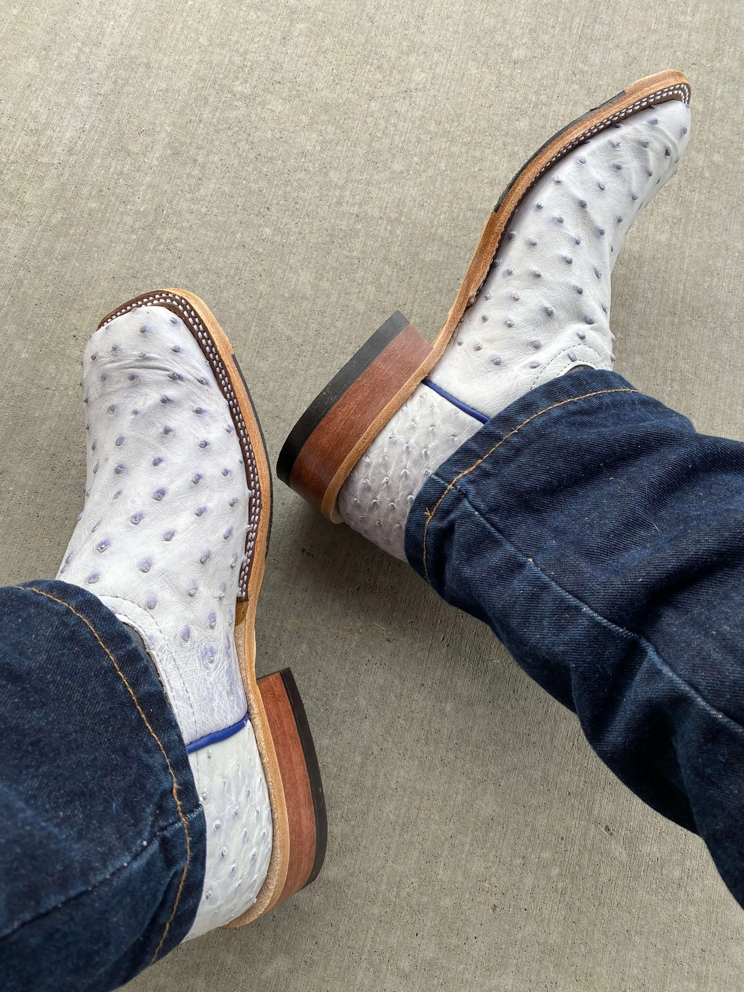 Anderson Bean | White Bruciato Full Quill Ostrich Boot