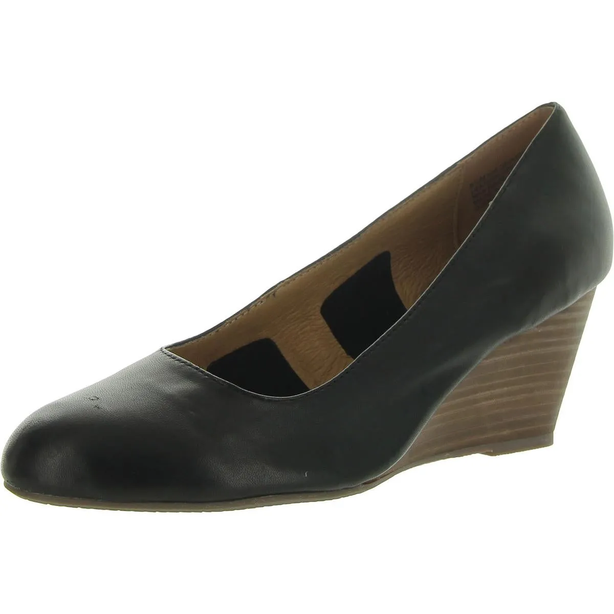 André Assous Womens Khloe Leather Slip On Wedge Heels