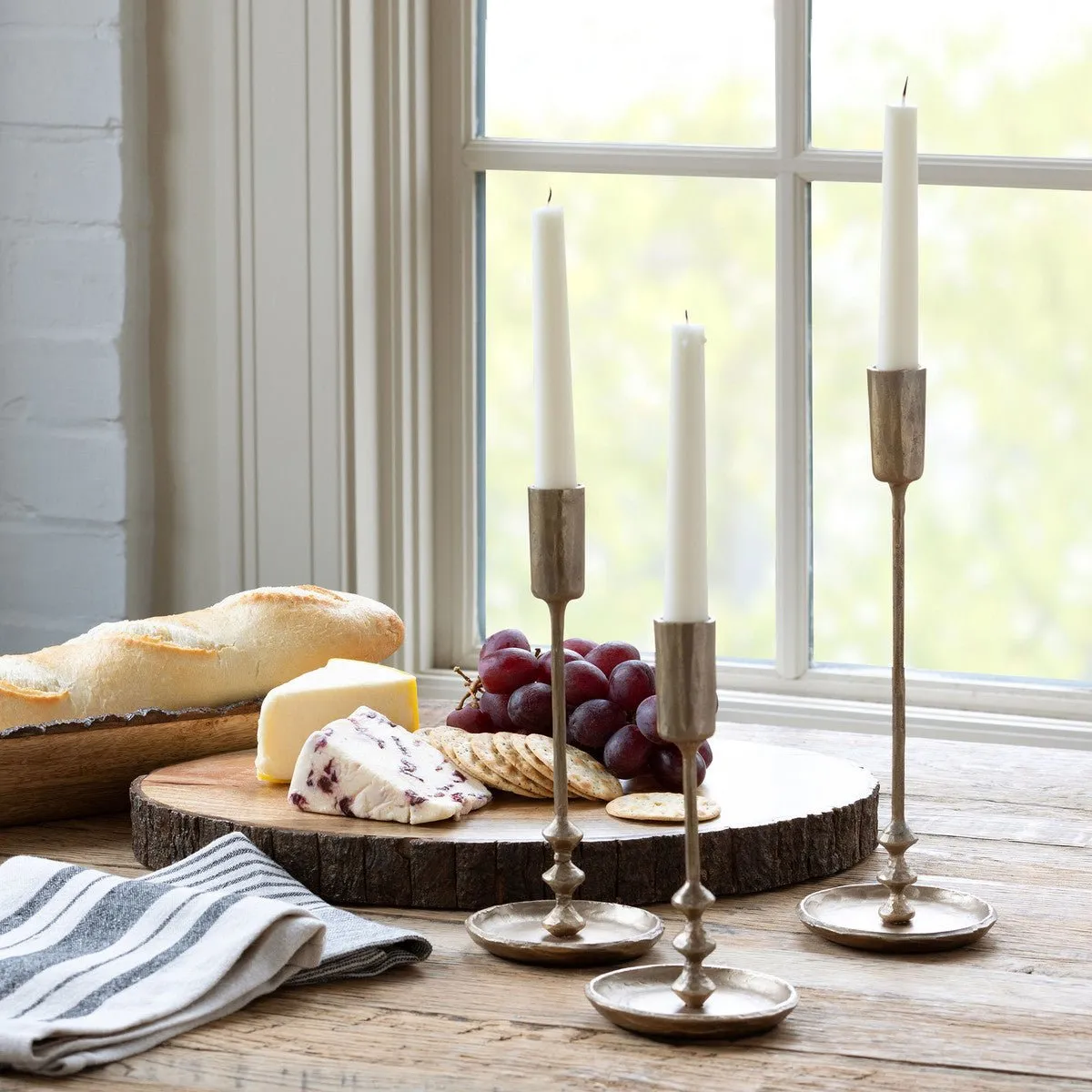 Antiqued Gold Colonial Taper Holder Set