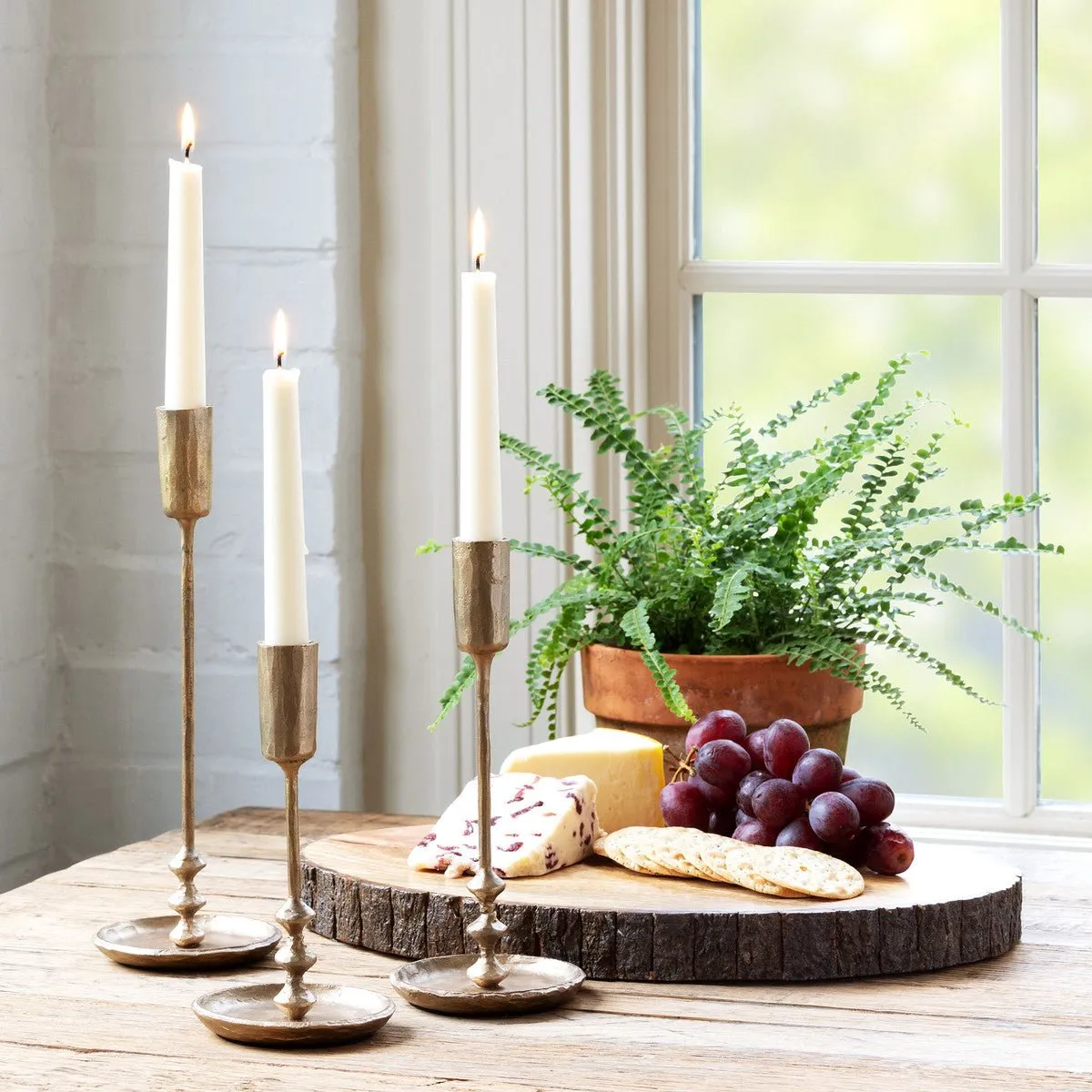 Antiqued Gold Colonial Taper Holder Set