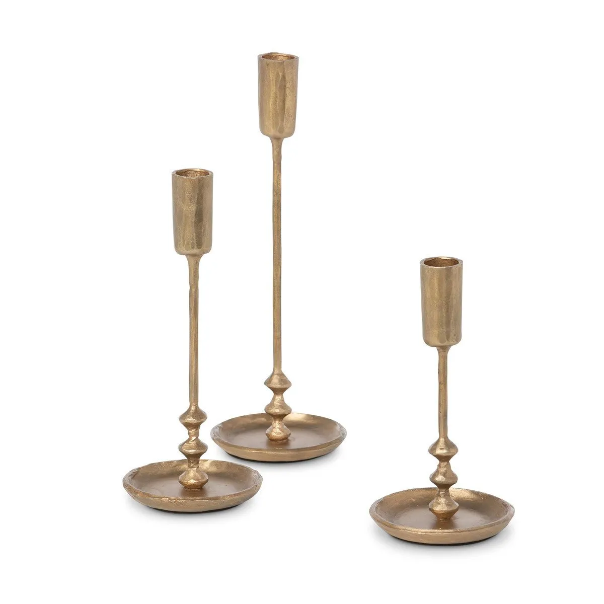 Antiqued Gold Colonial Taper Holder Set