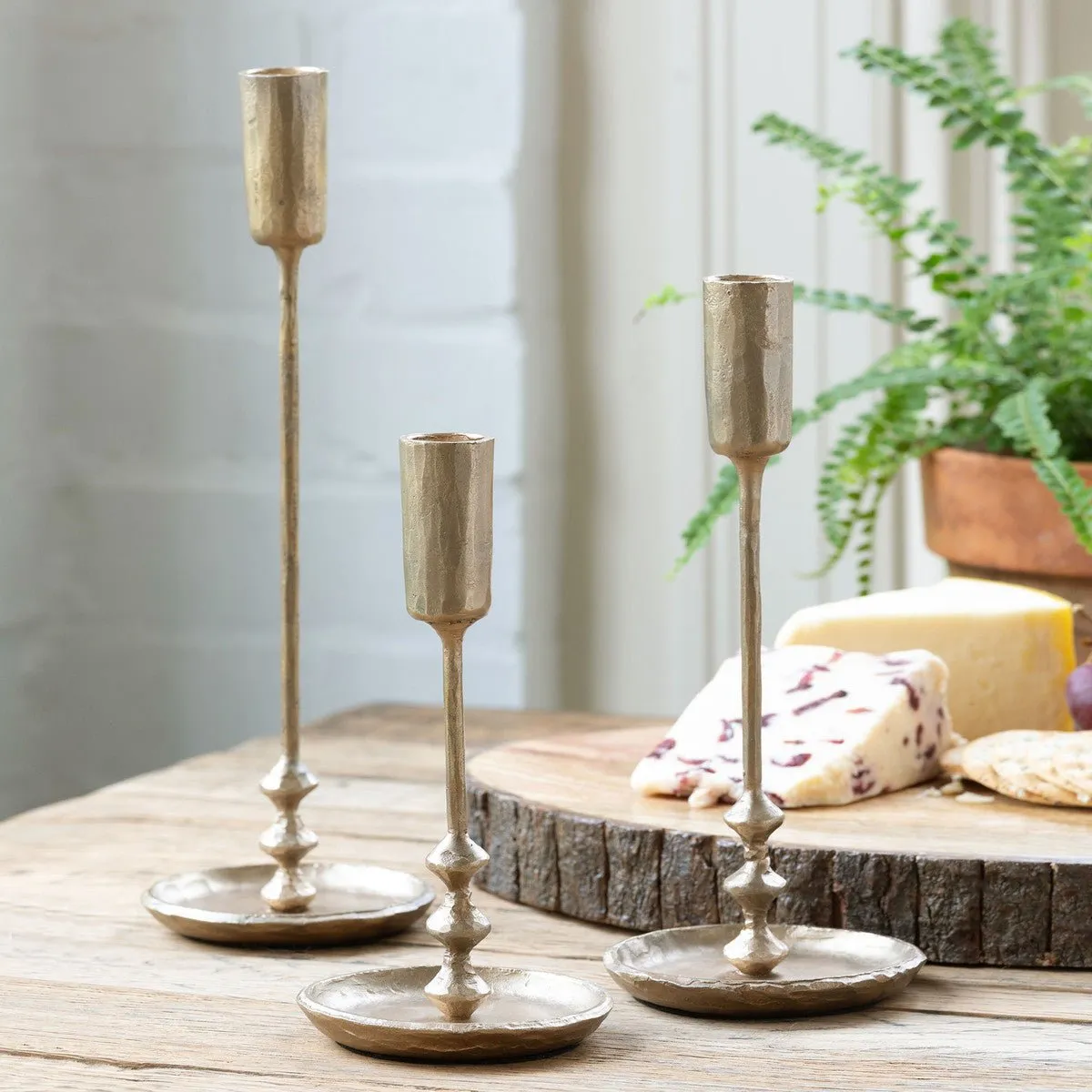 Antiqued Gold Colonial Taper Holder Set