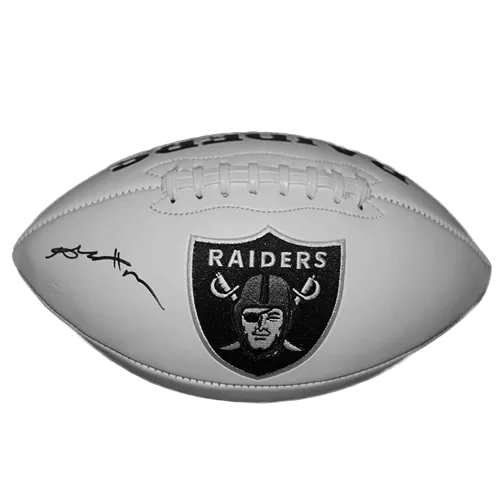 Antonio Brown Autographed Oakland Raiders Full Size Logo Football White (JSA)