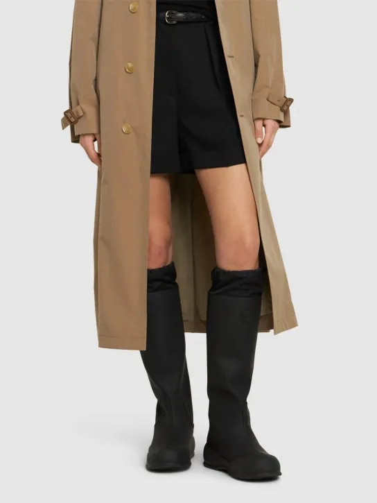 Bally   30mm Clover leather &amp; rubber tall boots 