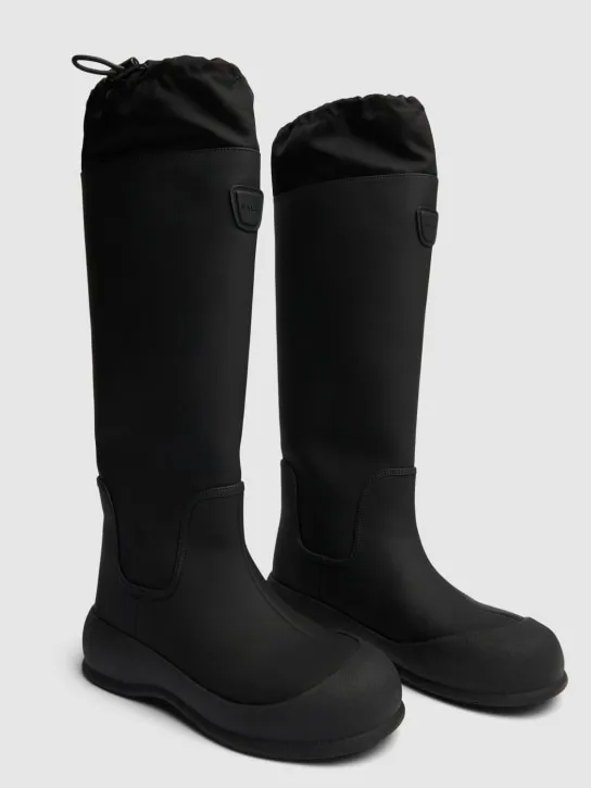 Bally   30mm Clover leather &amp; rubber tall boots 