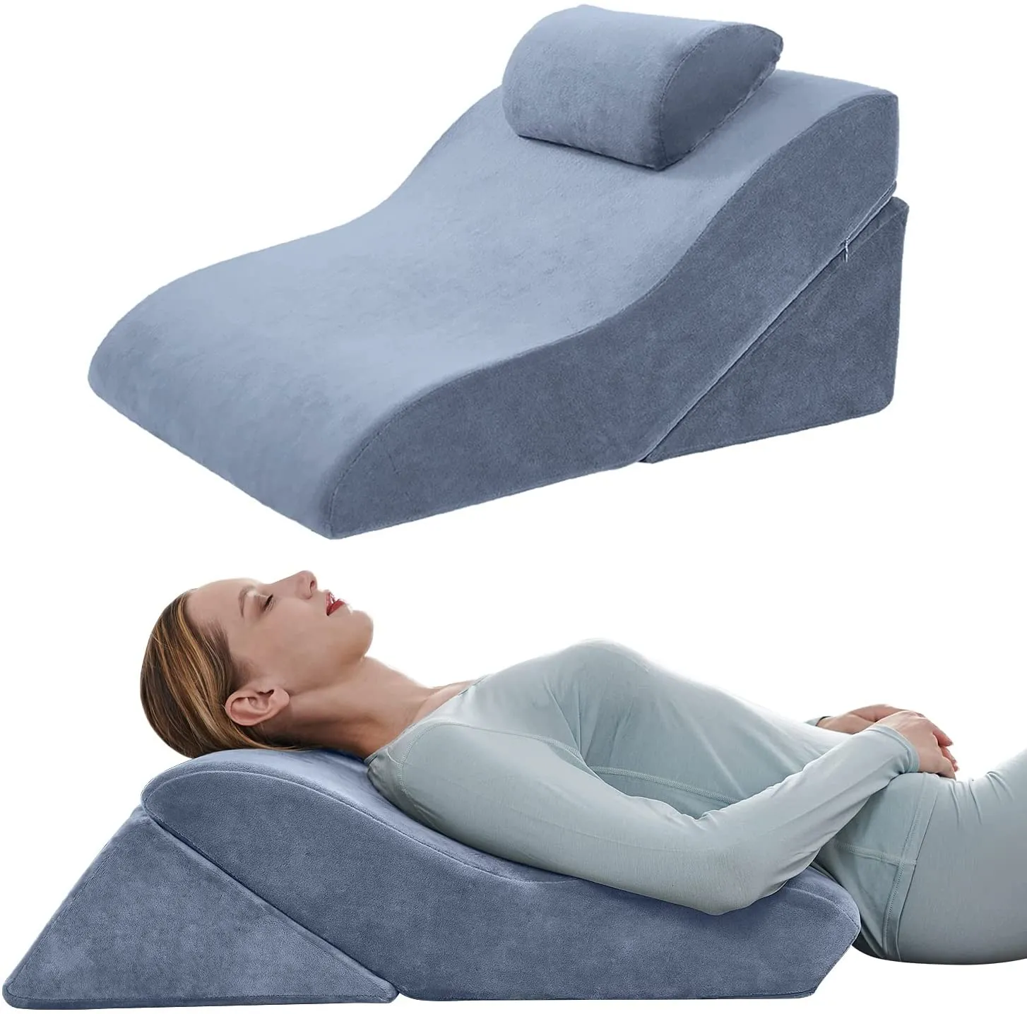 Bed Wedge Pillow Adjustable Pillows Set for Back, Leg and Knee Pain Relief | Brown