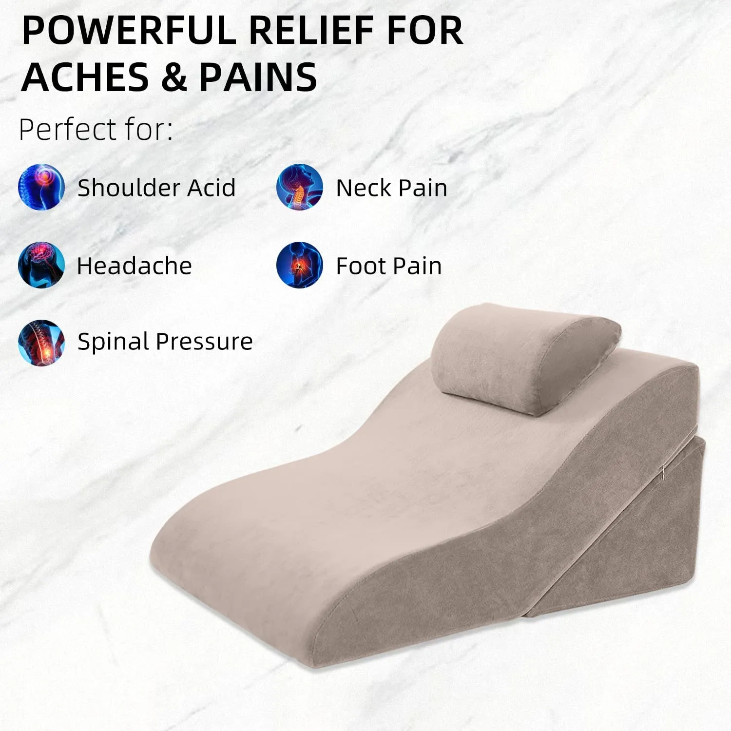 Bed Wedge Pillow Adjustable Pillows Set for Back, Leg and Knee Pain Relief | Brown