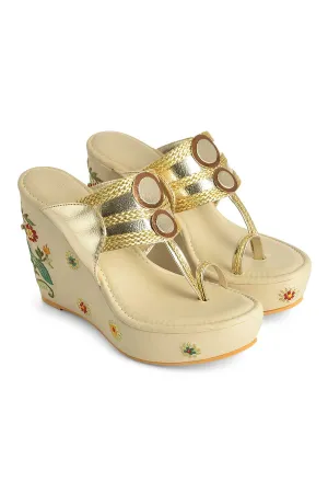 Birds Of Paraside Embellished Kolhapuri Wedges