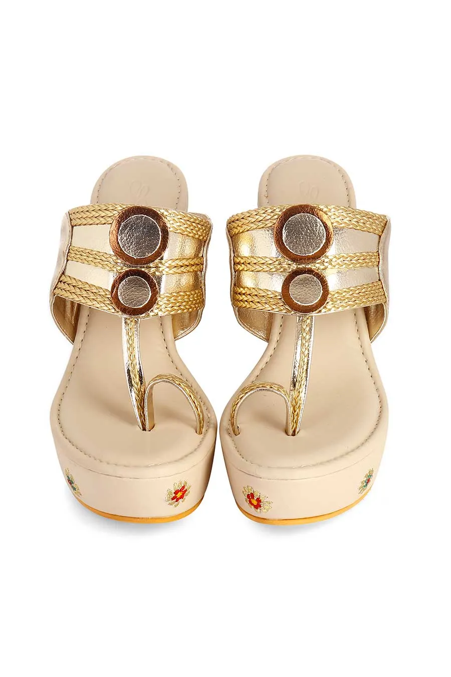 Birds Of Paraside Embellished Kolhapuri Wedges