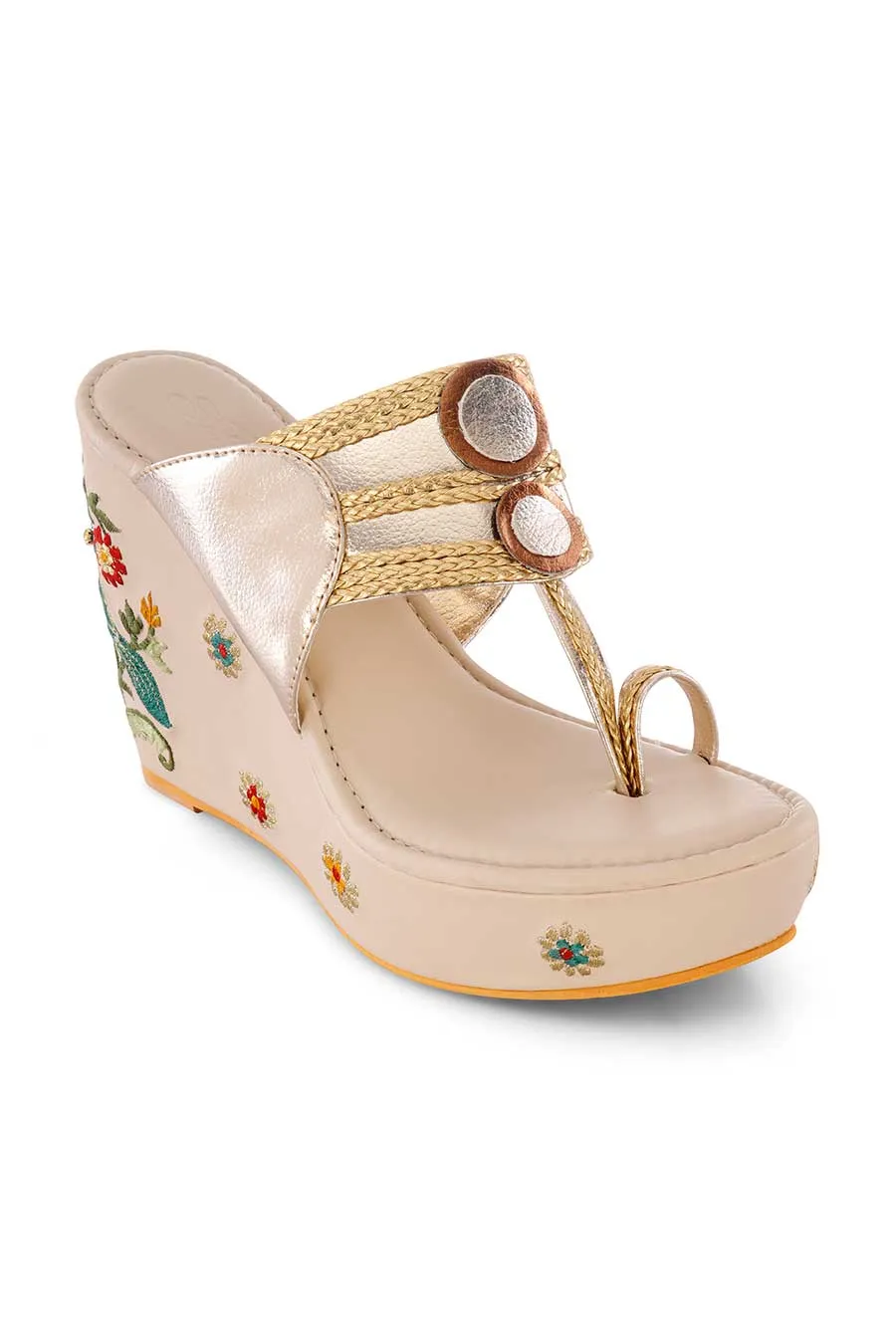 Birds Of Paraside Embellished Kolhapuri Wedges