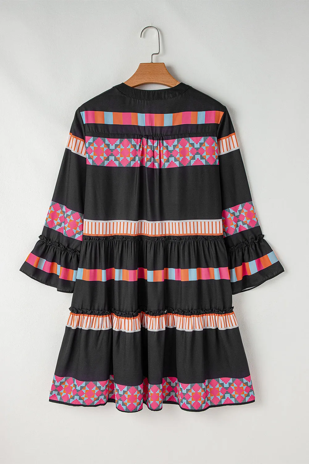 Boho Stripe Bell Sleeve Dress