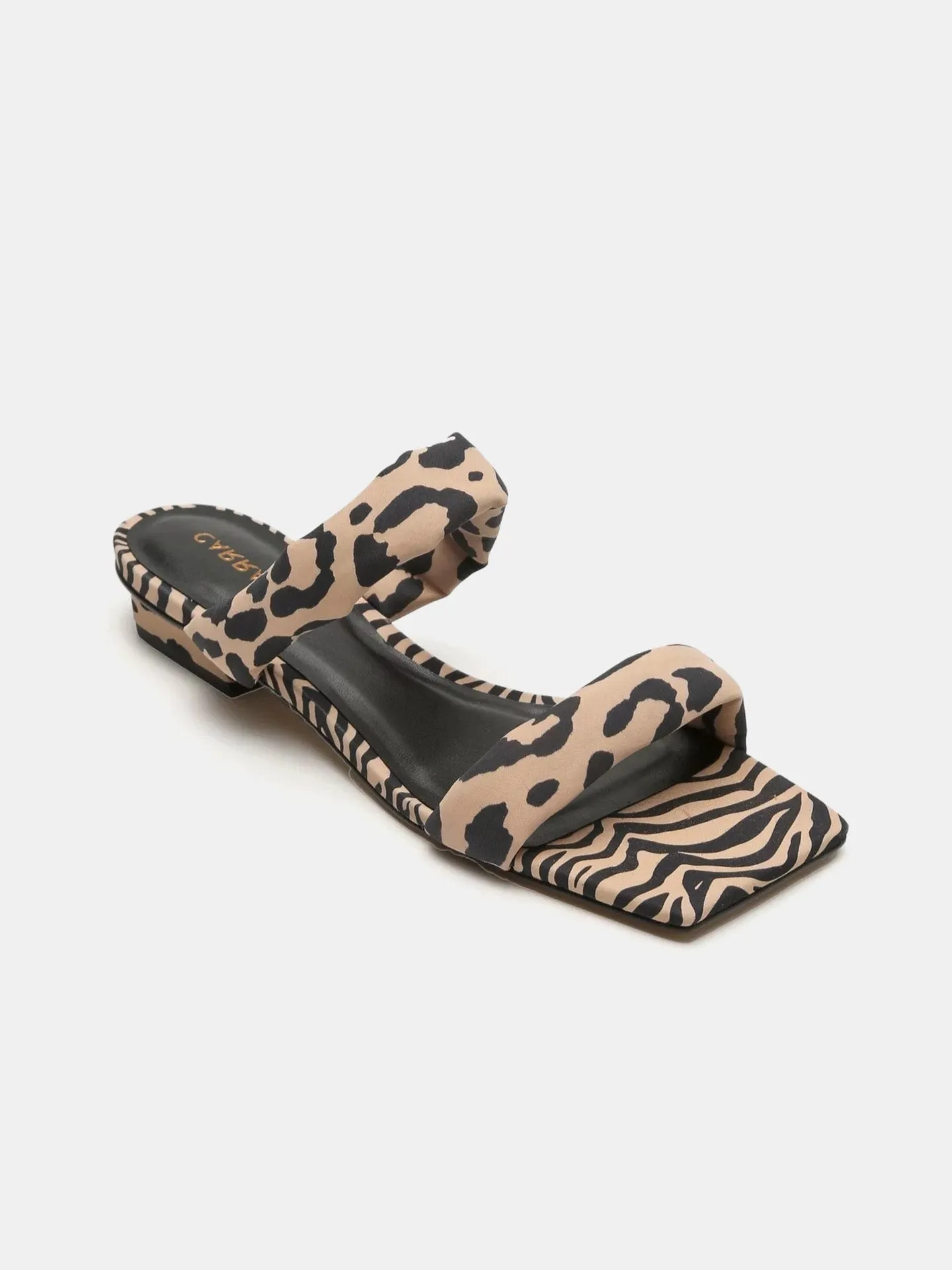 Carrano Women's Flat Duo Animal Print Strips Sandals