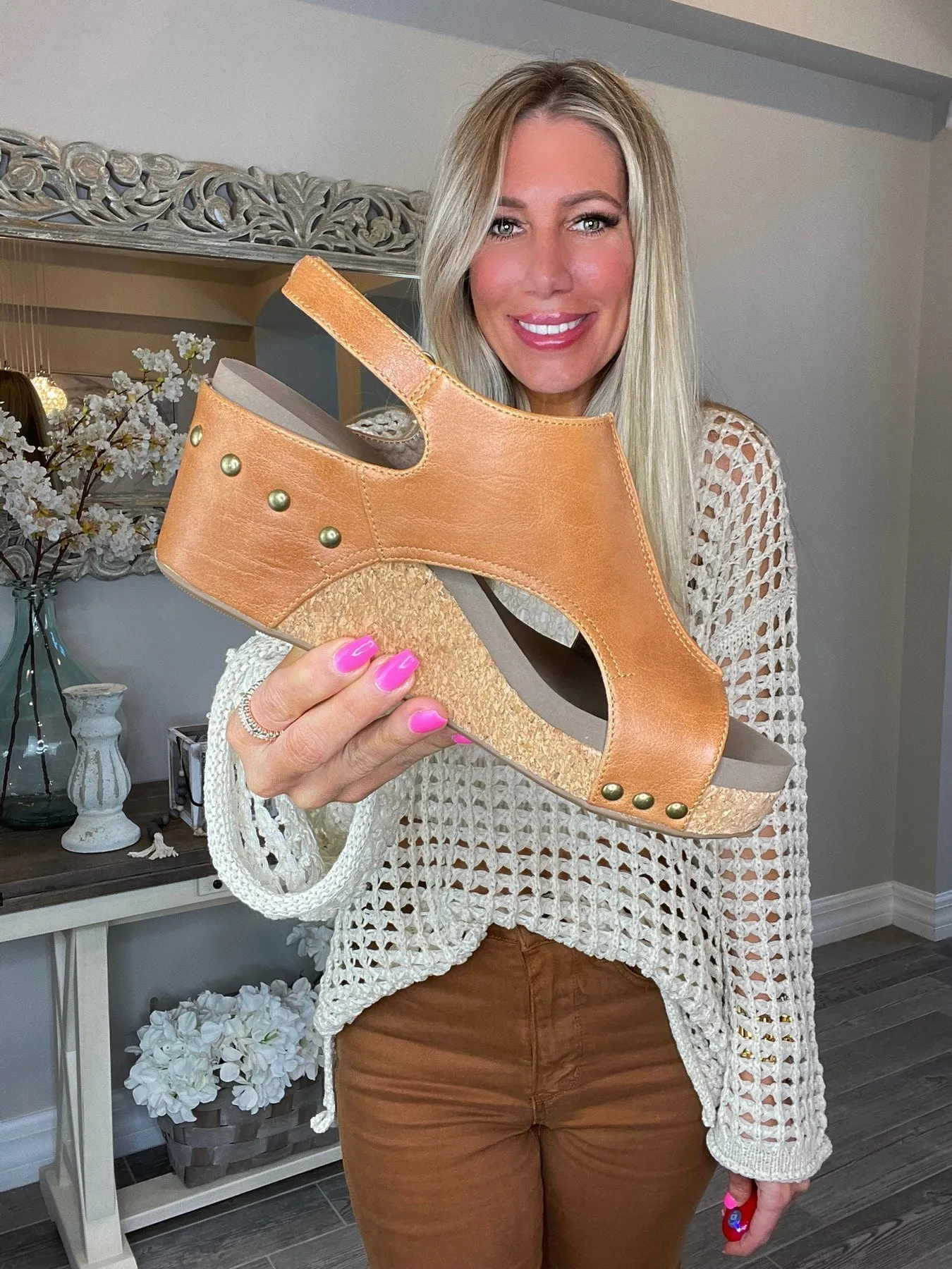 Corkys Smooth Cognac Carley Wedge