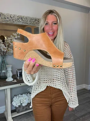 Corkys Smooth Cognac Carley Wedge