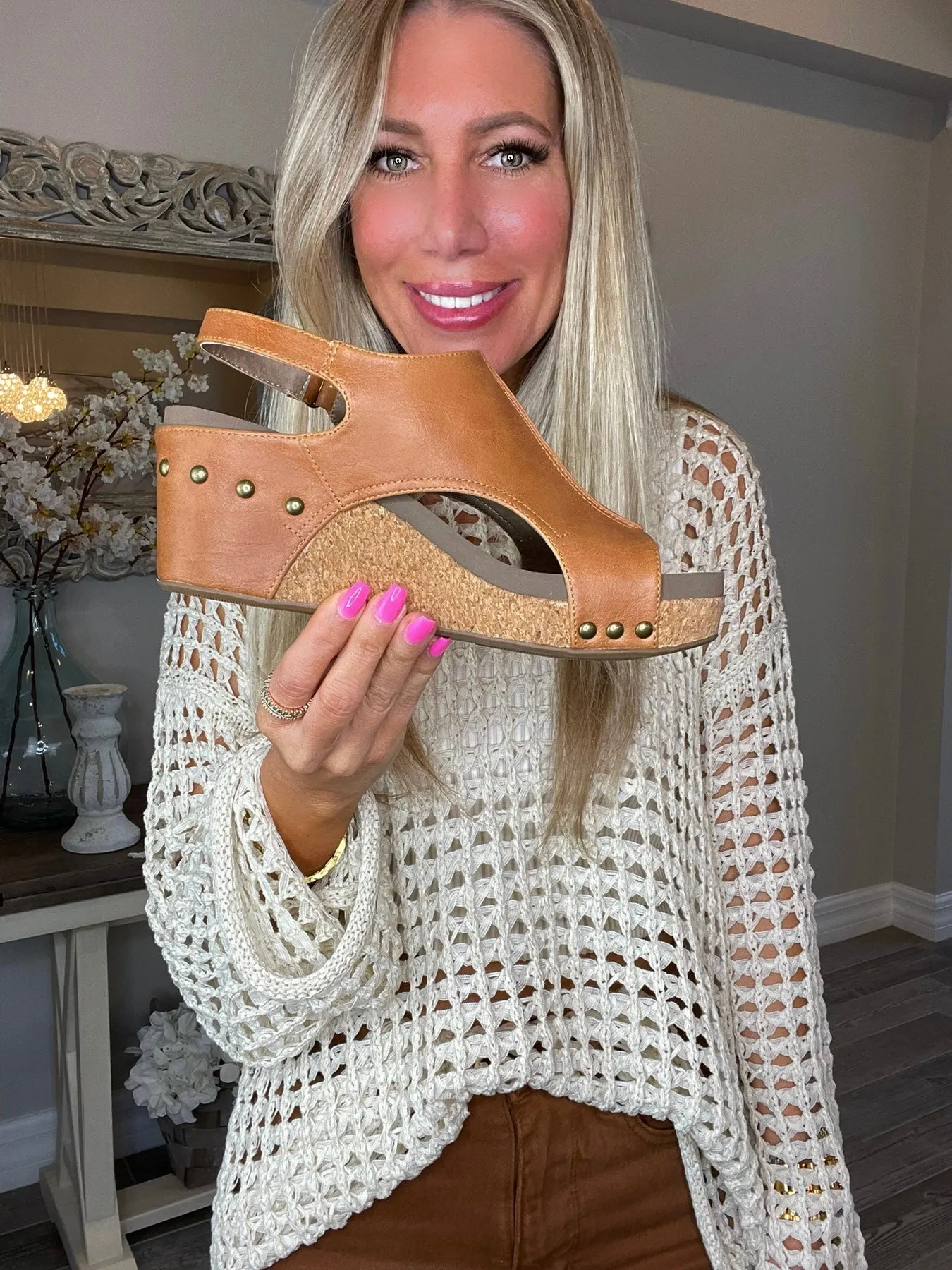 Corkys Smooth Cognac Carley Wedge