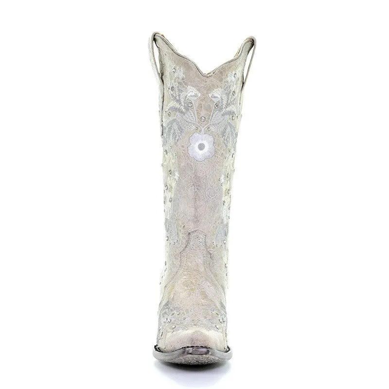 Corral Womens A3521 Wedding Collection Maria White Crystal Boot