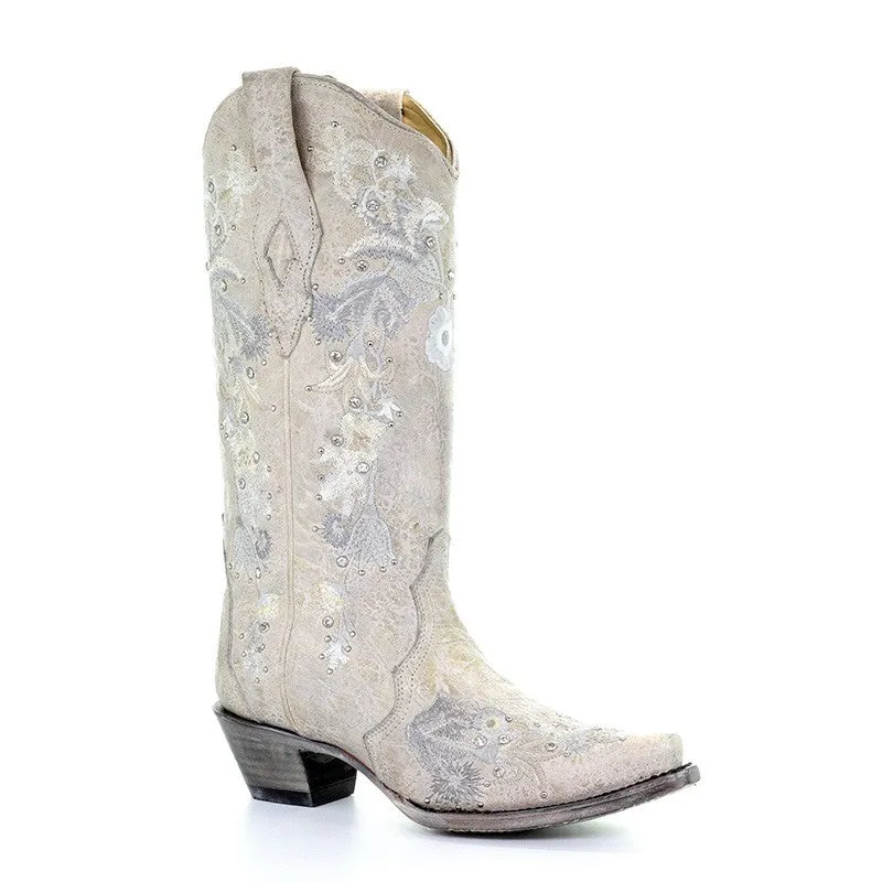 Corral Womens A3521 Wedding Collection Maria White Crystal Boot