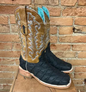 Corral Women’s Black/Sand Pirarucu Arapaima Fish Square Toe Boots A4204