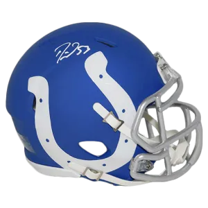 Darius Leonard Autographed Indianapolis Colts Blue Amp Speed Football Mini Helmet (JSA)