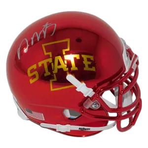 David Montgomery Autographed Iowa State Cyclones Red Chrome Football Mini Helmet (JSA)