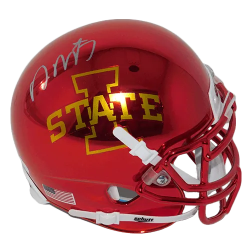 David Montgomery Autographed Iowa State Cyclones Red Chrome Football Mini Helmet (JSA)