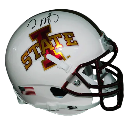 David Montgomery Autographed Iowa State Cyclones White Chrome Football Mini Helmet (JSA)