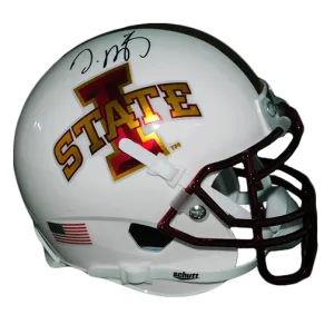 David Montgomery Autographed Iowa State Cyclones White Chrome Football Mini Helmet (JSA)