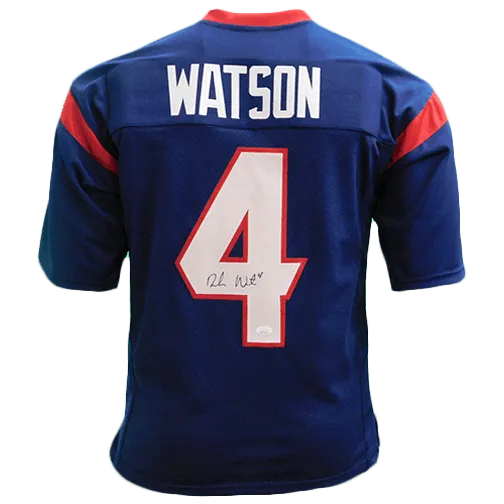 Deshaun Watson Pro Style Autographed Football Jersey Blue (JSA)