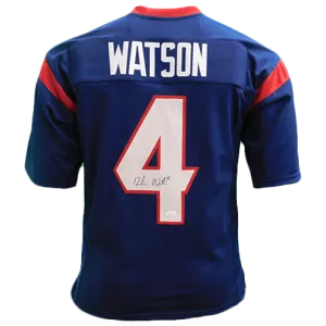 Deshaun Watson Pro Style Autographed Football Jersey Blue (JSA)