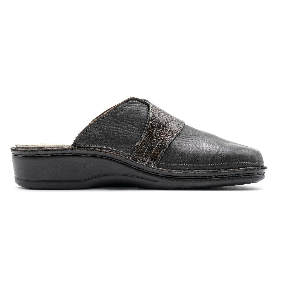 Eco Sanit Vera Pelle Flat Sandals Leather Black Colour For Women