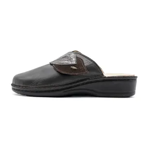 Eco Sanit Vera Pelle Flat Sandals Leather Black Colour For Women