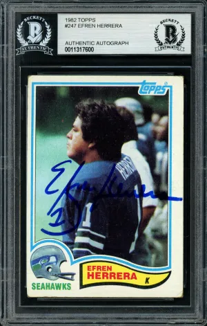 Efren Herrera Autographed 1982 Topps Card #247 Seattle Seahawks Beckett BAS #11317600