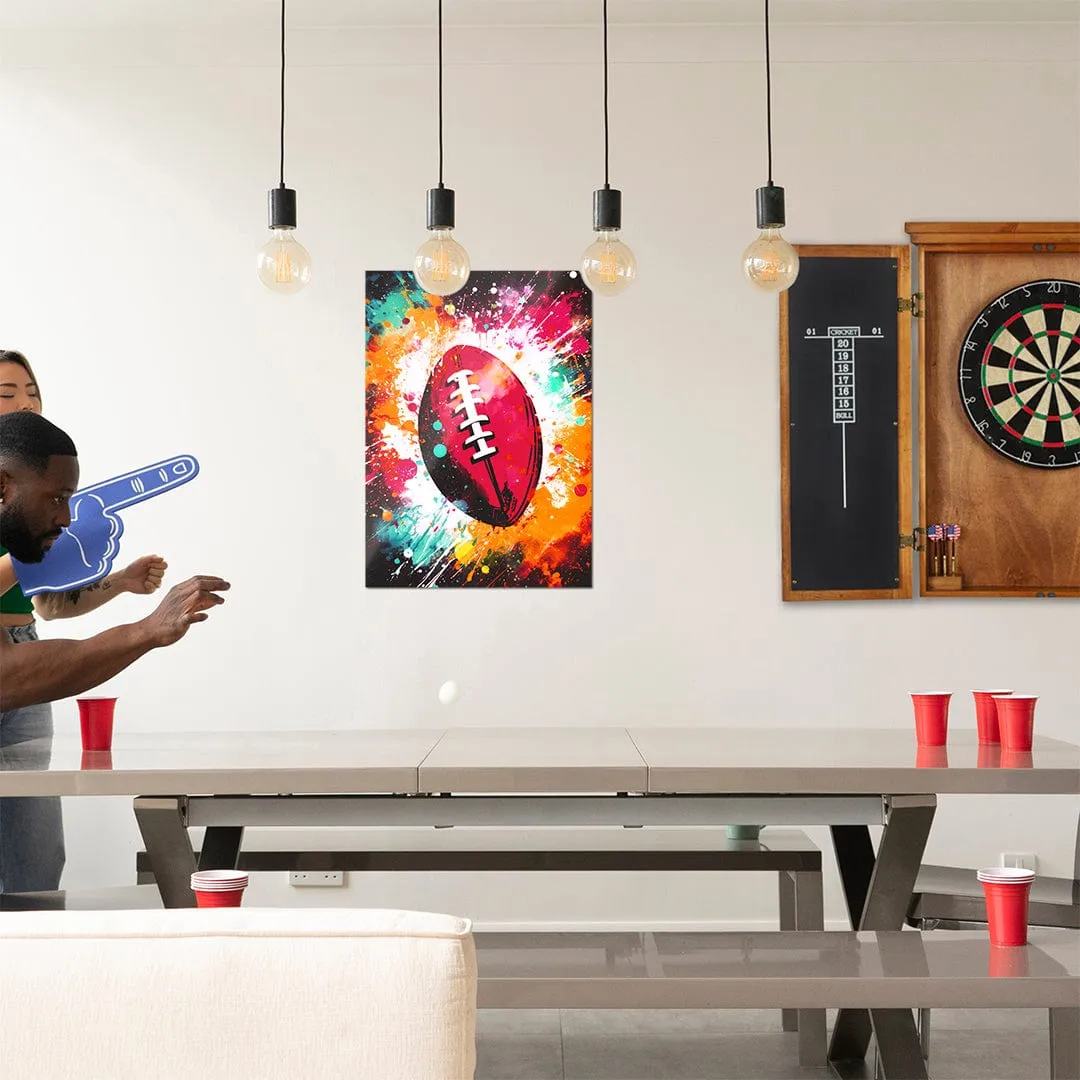 Explosion Red Football - Metal Wall Art