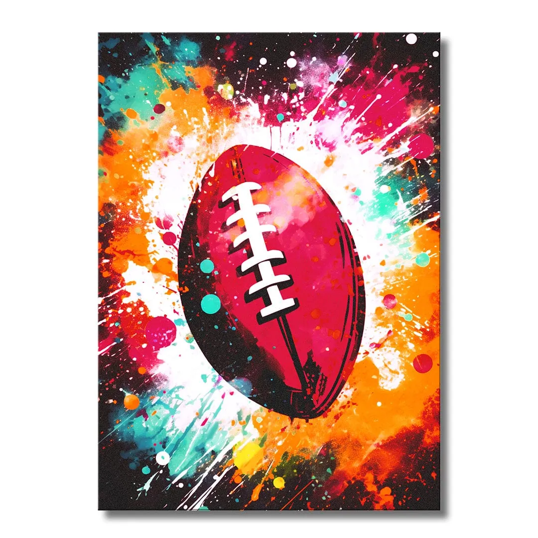 Explosion Red Football - Metal Wall Art