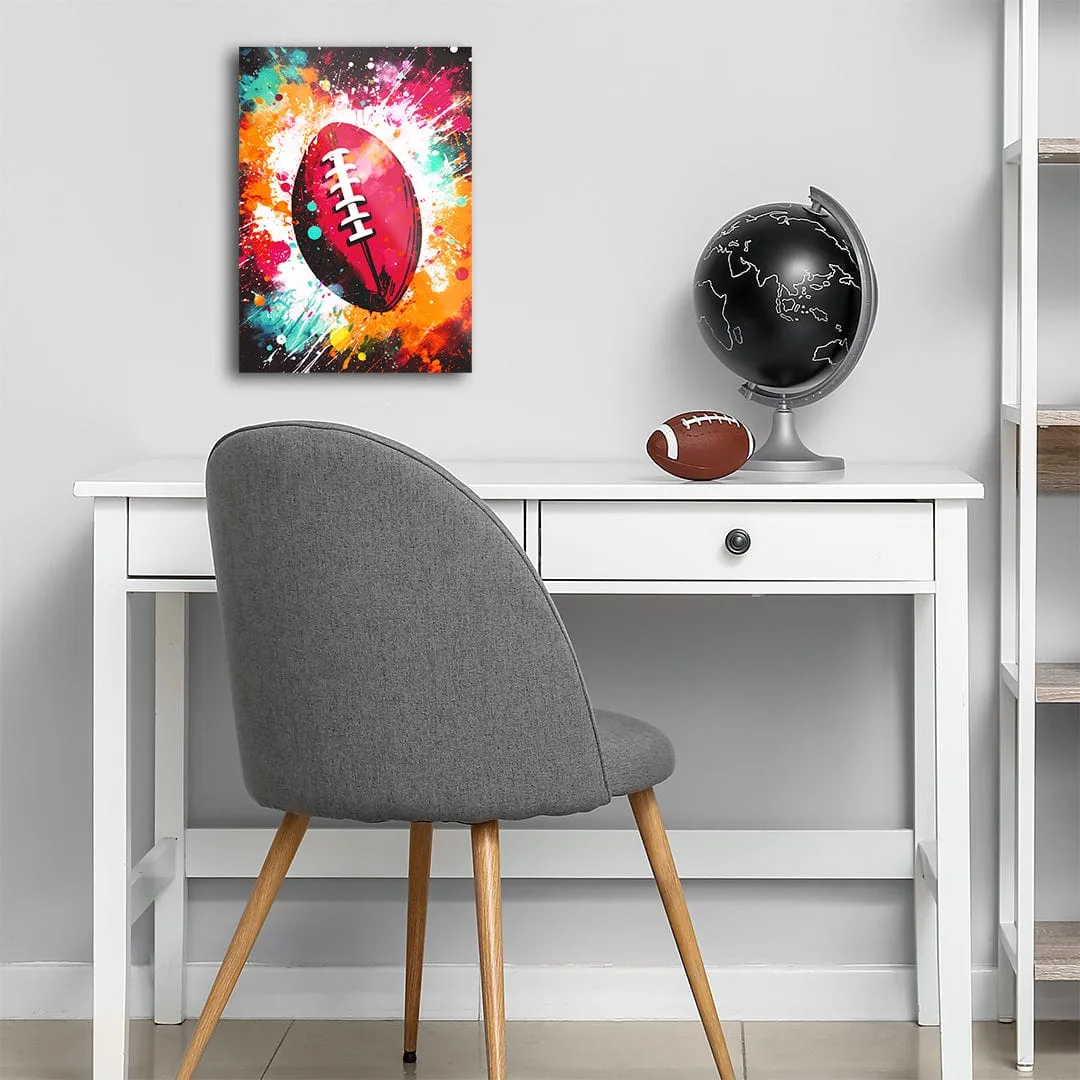 Explosion Red Football - Metal Wall Art
