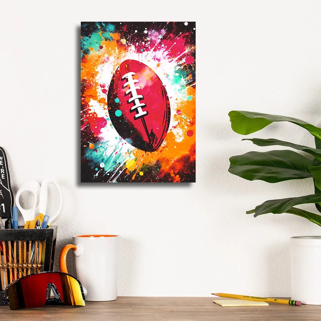 Explosion Red Football - Metal Wall Art