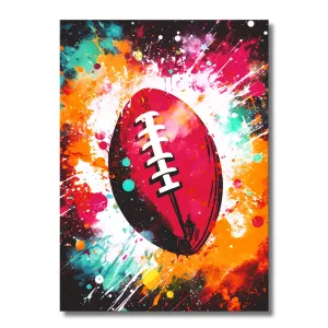 Explosion Red Football - Metal Wall Art