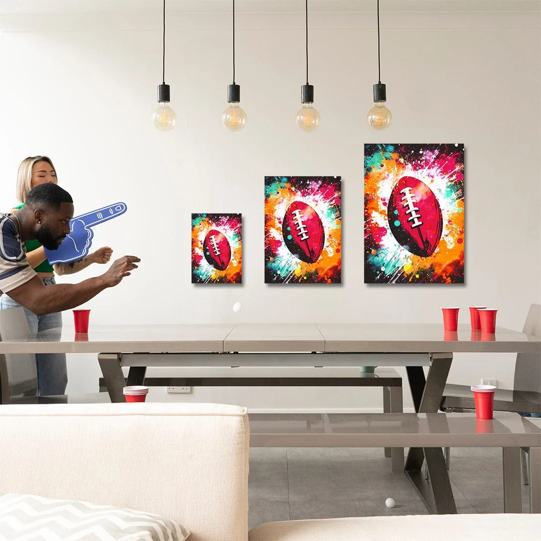 Explosion Red Football - Metal Wall Art